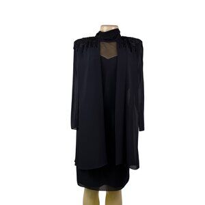 Ursula Womens Black Polyester Beaded Capelet Formal Dress Elegant Design Size 8P